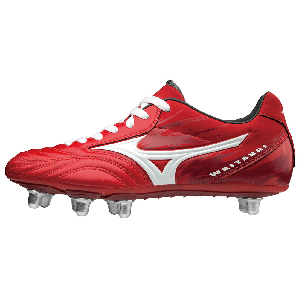 Mizuno WAITANGI PS Férfi Rögbi Cipő Piros/Fehér WKD023497